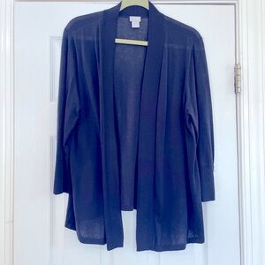 Chico's Navy Blue Open Front Cardigan Sweater size 3 (14 to 16). Never worn!